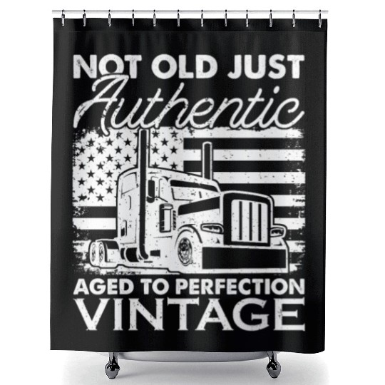 Truck Driver Us Flag Old Man Trucker Shower Curtains