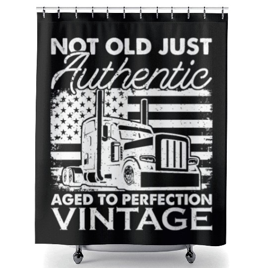 Truck Driver Us Flag Old Man Trucker Shower Curtains