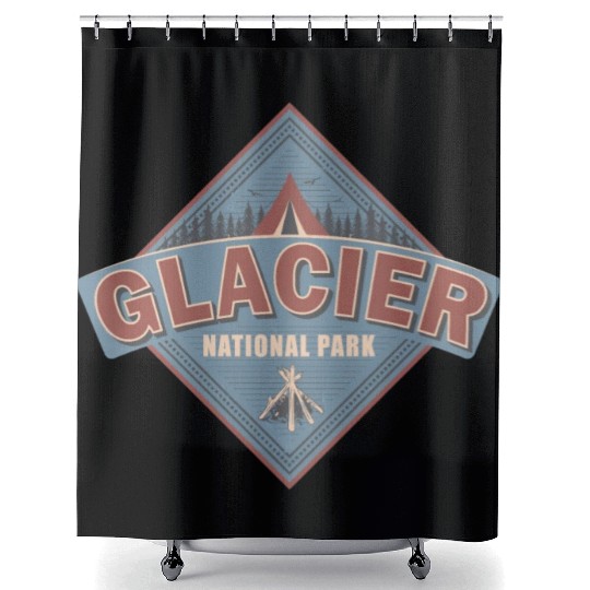 Glacier National Park Montana Vintage US Camping Shower Curtains