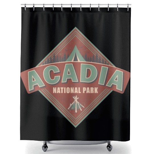 Acadia National Park Maine Vintage US Camping Shower Curtains
