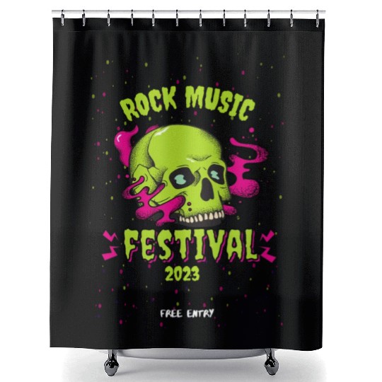 Skull Givin' Raspberry Dk , Rock music Shower Curtains