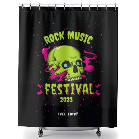 Skull Givin' Raspberry Dk , Rock music Shower Curtains