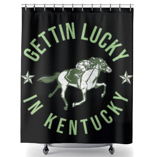 Funny Derby Vintage Getting Lucky In Kentucky Hor Shower Curtains