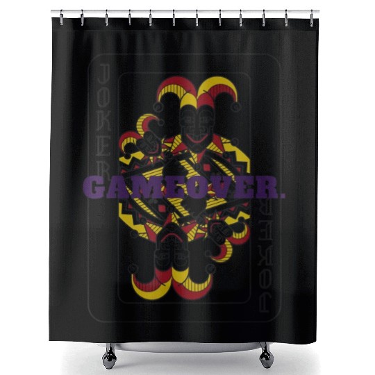 GAME OVER Joker Playing Card Shower Curtains