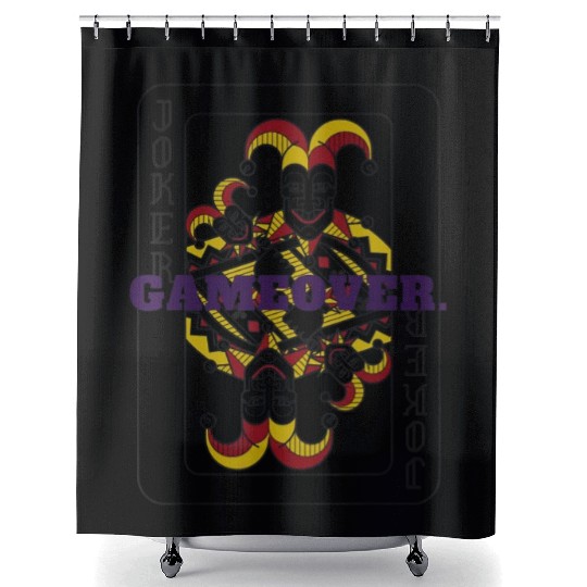 GAME OVER Joker Playing Card Shower Curtains
