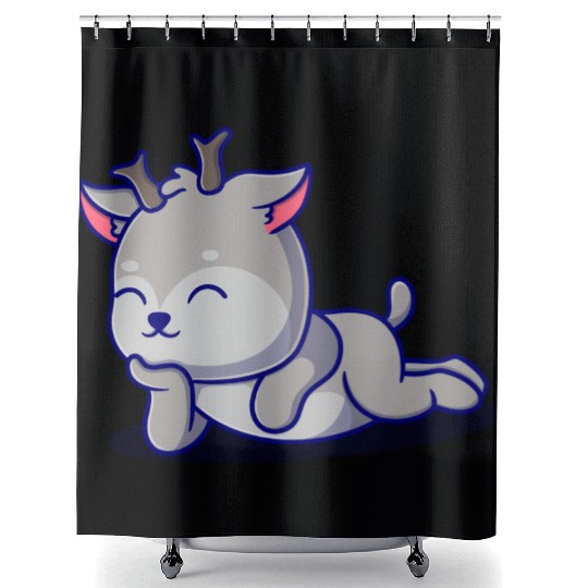Cute deer cartoon icon illustration gift Shower Curtains