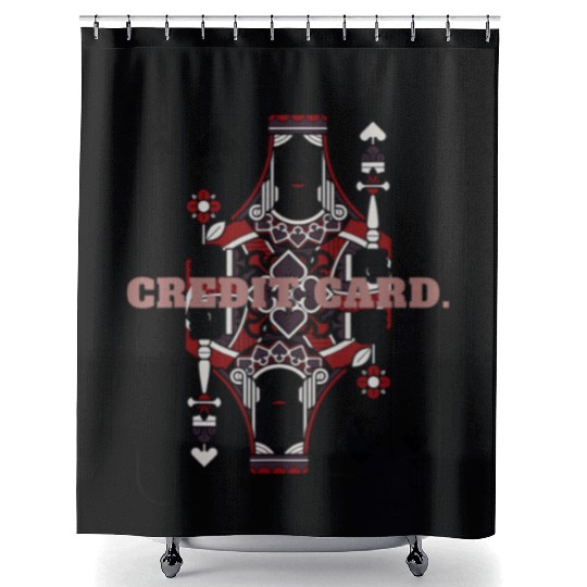 CREDIT CARD Queen of Spades Playing Card Shower Curtains
