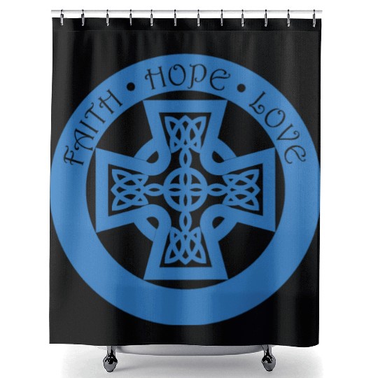 Timeless Celtic Cross With Faith Hope Love Shower Curtains