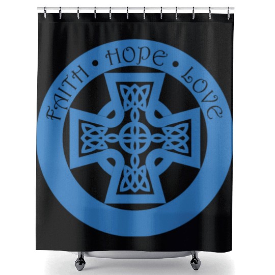 Timeless Celtic Cross With Faith Hope Love Shower Curtains