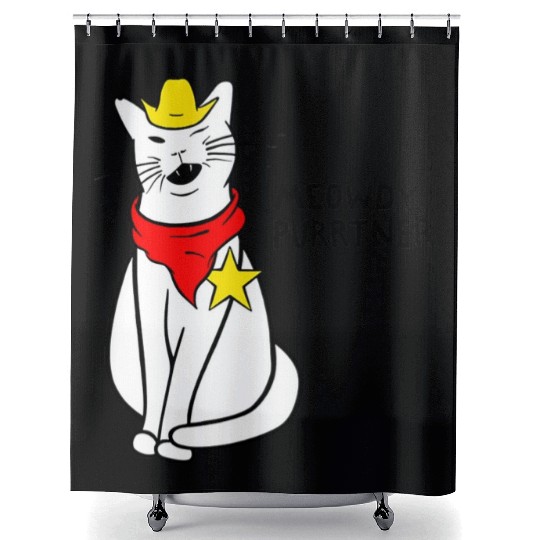 meowdy cat partner Shower Curtains