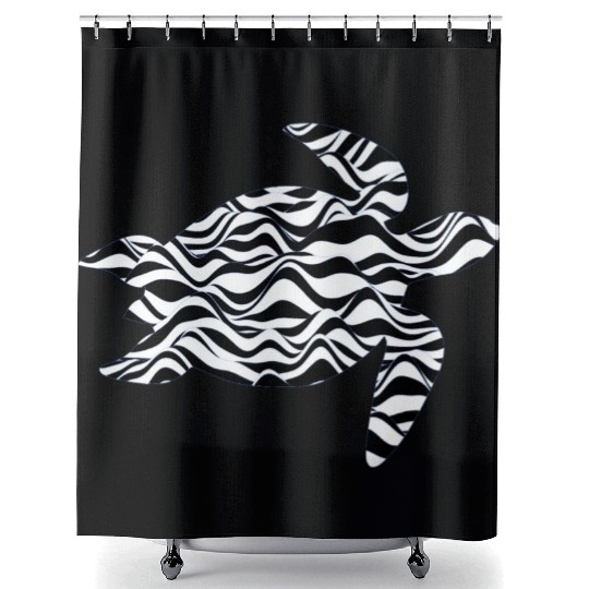Ocean Sea Turtle, Beautiful white Foamed Waves of Shower Curtains