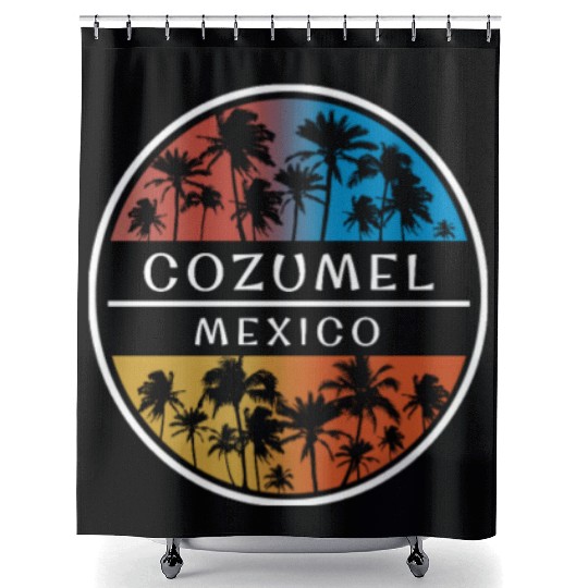 Cozumel Mexico Stylish Vacation Souvenir Palm Tree Shower Curtains