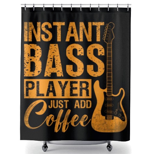 Bass Guitar Instant Bass Player Musical Instrument Shower Curtains