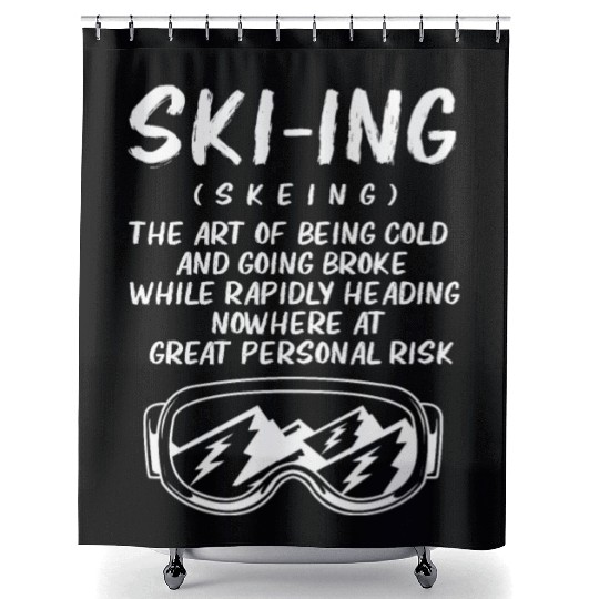 Skiing Definition Funny Ski Goggles Shower Curtains