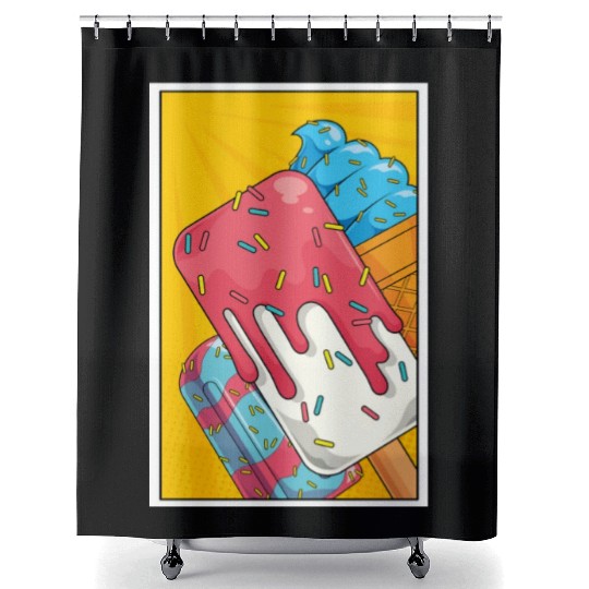 Sweets Lover Foodie Pop Art Dessert Ice Cream Shower Curtains