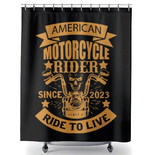 AMERICAN MOTORCYCLE RIDER SINCE 2023 RIDE TO LIVE Shower Curtains
