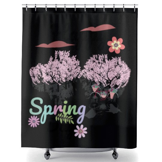 Seasons Greetings for Spring, Happy Spring Graphic Shower Curtains