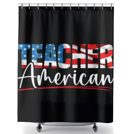 America USA Flag 4th Of July Teacher American Shower Curtains