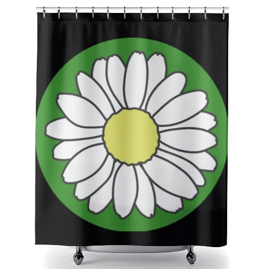 Cute flower in green circle Shower Curtains