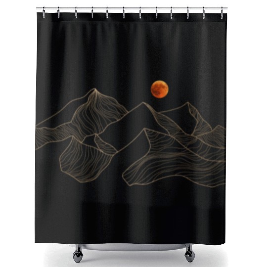 red moon mountain Shower Curtains