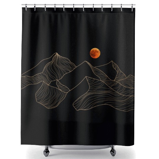red moon mountain Shower Curtains