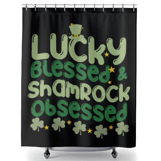 Lucky Blessed & Shamrock Obsessed Shower Curtains