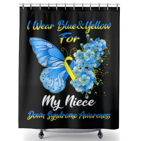 Kids I Wear Blue Yellow For My Niece Down Syndrom Shower Curtains