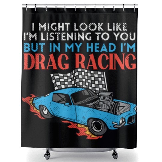 Drag Racer Car Racing Sports Car Drifting Shower Curtains