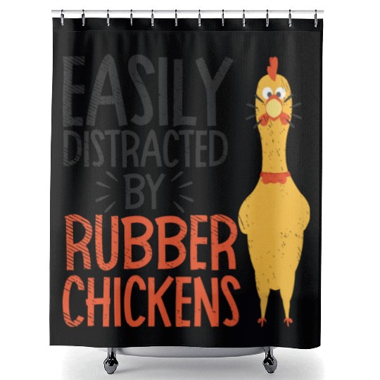 Rubber Chicken Enthusiast Loud Scream Yellow Shower Curtains