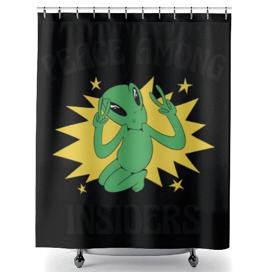 Area 51 Peace Alien Head Martian Space Outsider Shower Curtains