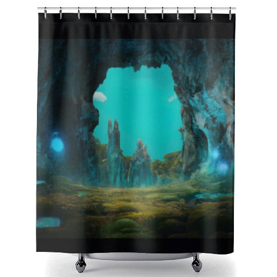 Bioluminescent Underground Landscapes Shower Curtains