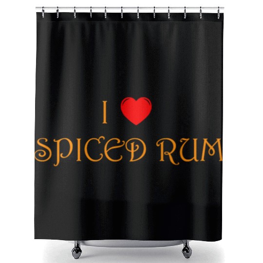 I love spiced rum Shower Curtains