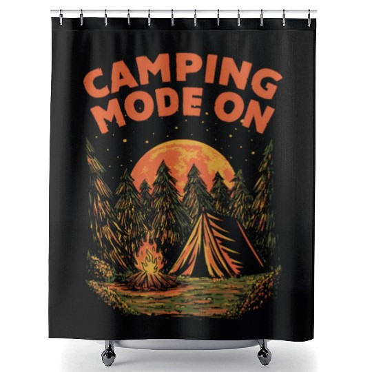 Camping Mode On Wildlife Nature Lover Outdoor Tree Shower Curtains