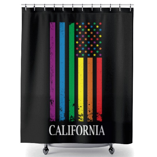 California Pride Month Pride Flag LGBT Community L Shower Curtains
