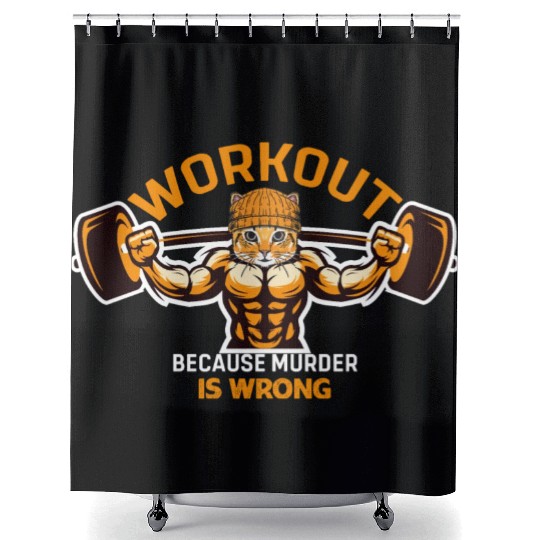 Cat Gym Fitness Shower Curtains