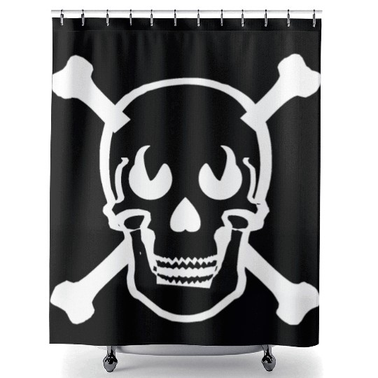 Skull and crossbones design white Shower Curtains