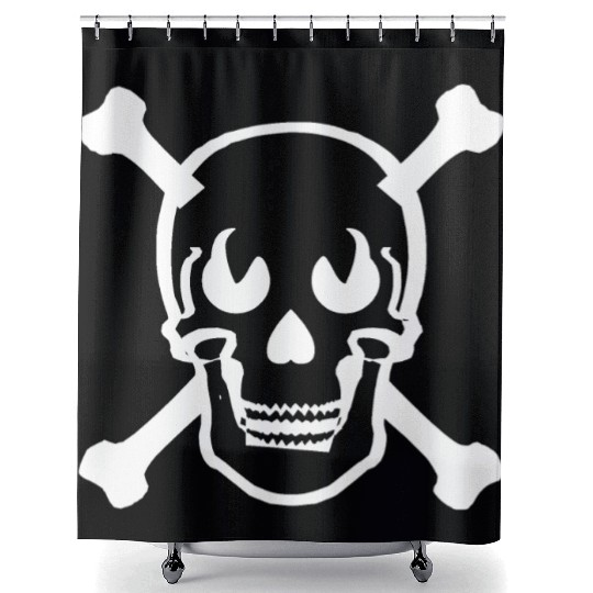 Skull and crossbones design white Shower Curtains