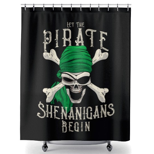 Let The Pirate Shenanigans Begin - Pirate Skull Shower Curtains