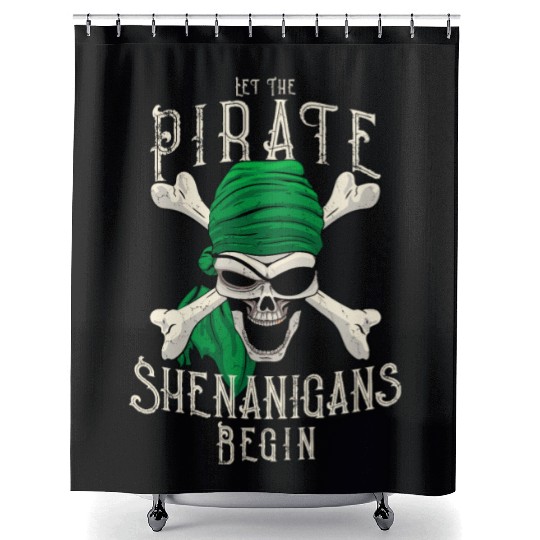 Let The Pirate Shenanigans Begin - Pirate Skull Shower Curtains