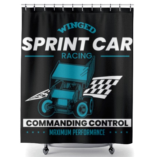 Sprint Car Racing, sprint car, dirt track racers Shower Curtains