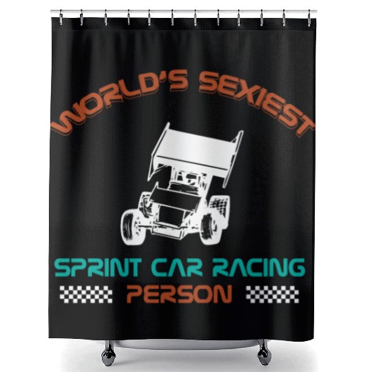 Sprint Car Racing, sprint car, dirt track racers Shower Curtains
