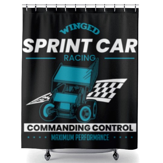Sprint Car Racing, sprint car, dirt track racers Shower Curtains