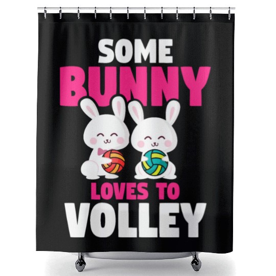 Easter Volleyball Bunny Holiday Rabbit Sport Shower Curtains