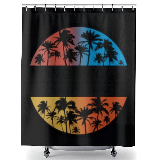 Long Beach California Palm Tree Stylish Vacation Shower Curtains