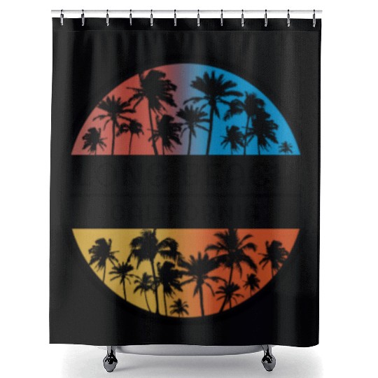 Long Beach California Palm Tree Stylish Vacation Shower Curtains