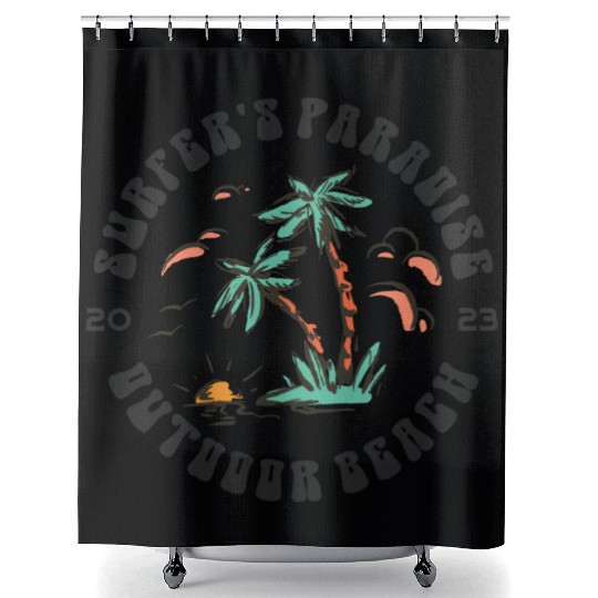 Surfer's Paradise Outdoor Beach 2023 Shower Curtains