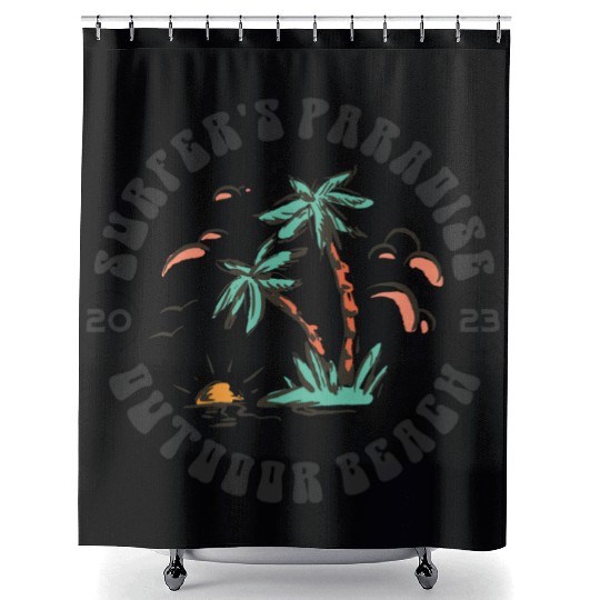 Surfer's Paradise Outdoor Beach 2023 Shower Curtains