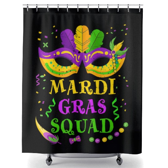 It s Mardi Gras Y all with mask and fleur de lis Shower Curtains