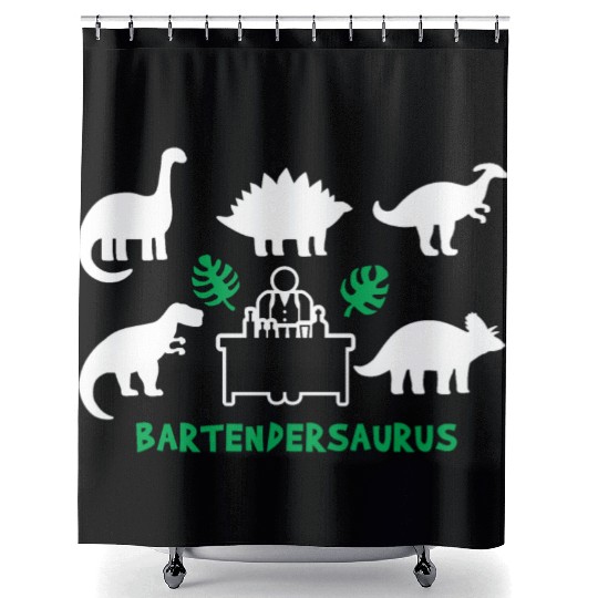 Bartender Saurus Dinosaurs Shower Curtains