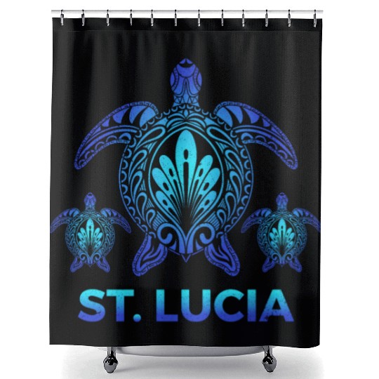 Vintage St. Lucia Ocean Blue Sea Turtle Souvenirs Shower Curtains